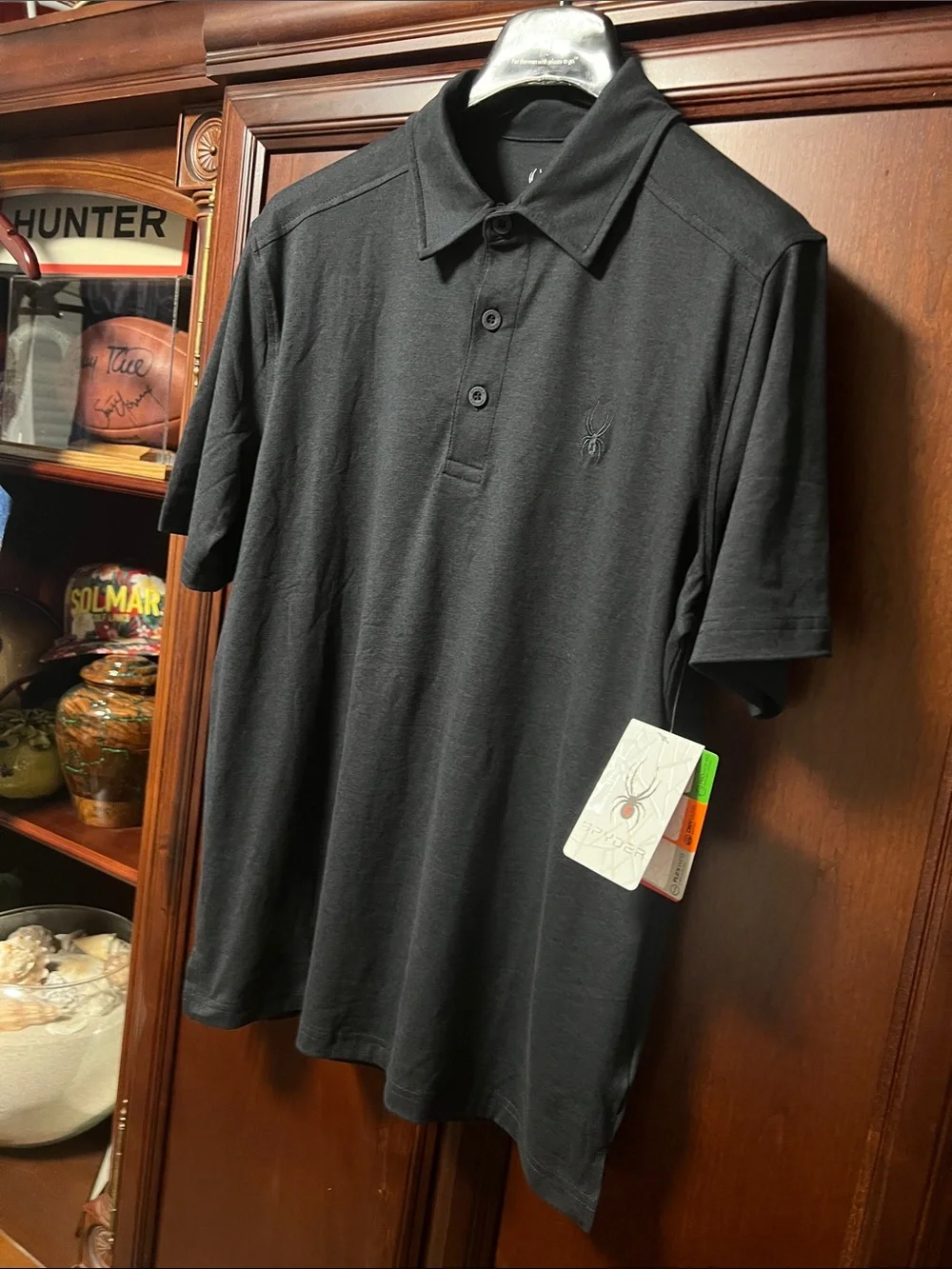 Brand New Spyder Soft Feel Moisture Wicking DryWeb 2-way Stretch Black Golf Polo